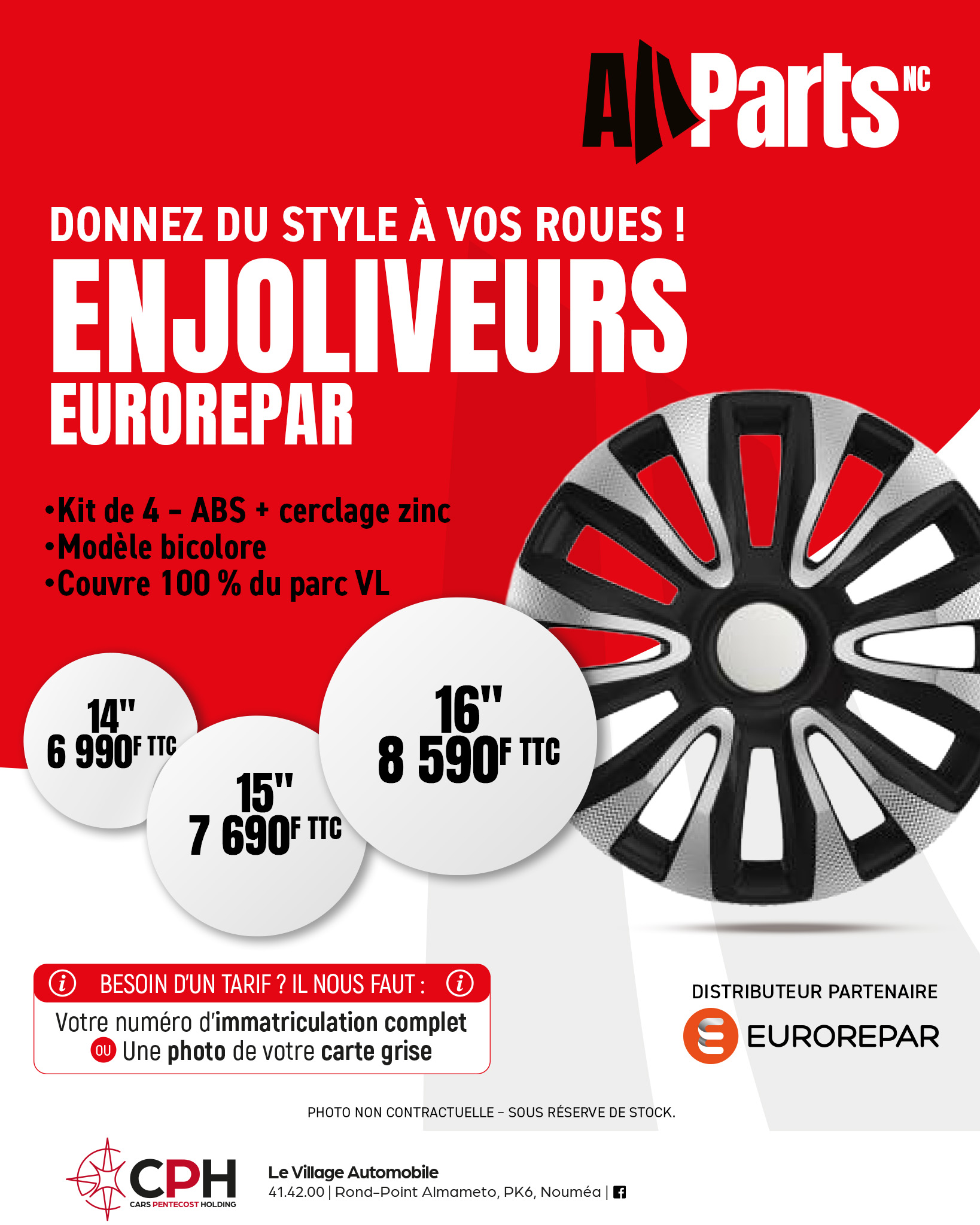 ALL PARTS NC : découvrez notre gamme d’enjoliveurs EUROREPAR !