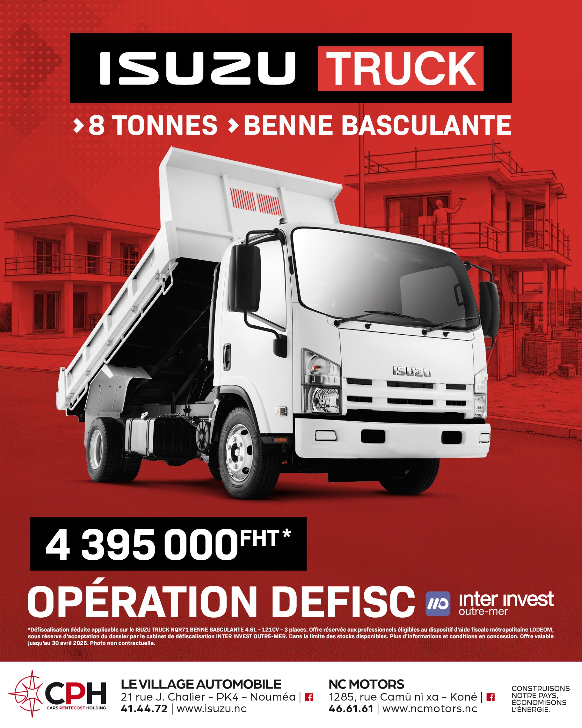 Pour vos chantiers, choisissez le Truck Isuzu 8T