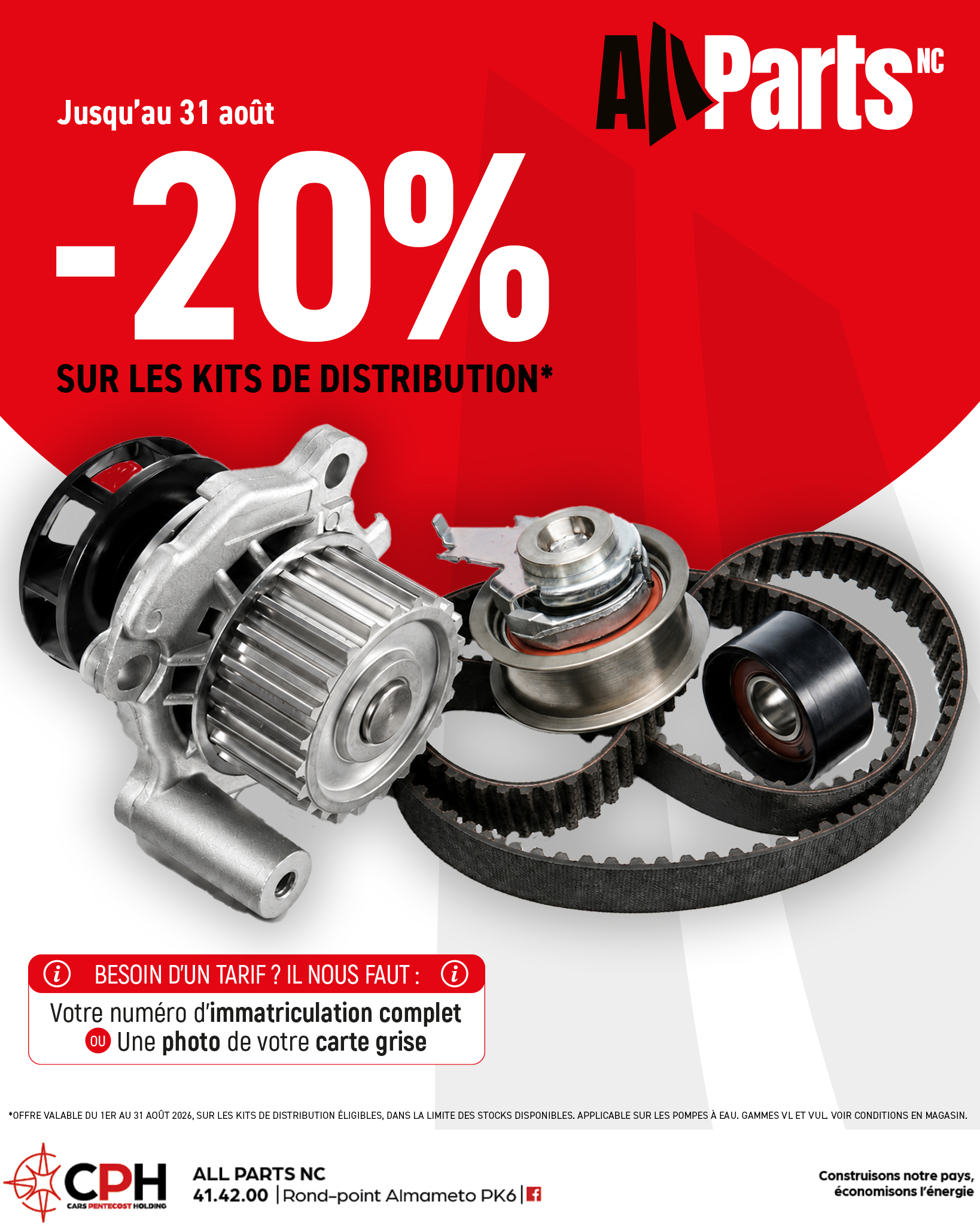 –20 %* sur les kits de distribution chez ALL PARTS NC jusqu&rsquo; au 31 août !