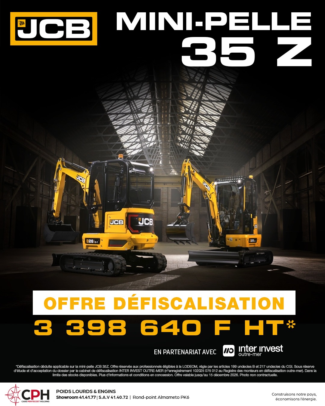 OFFRE EN DÉFISCALISATION – MINI-PELLE JCB 35Z